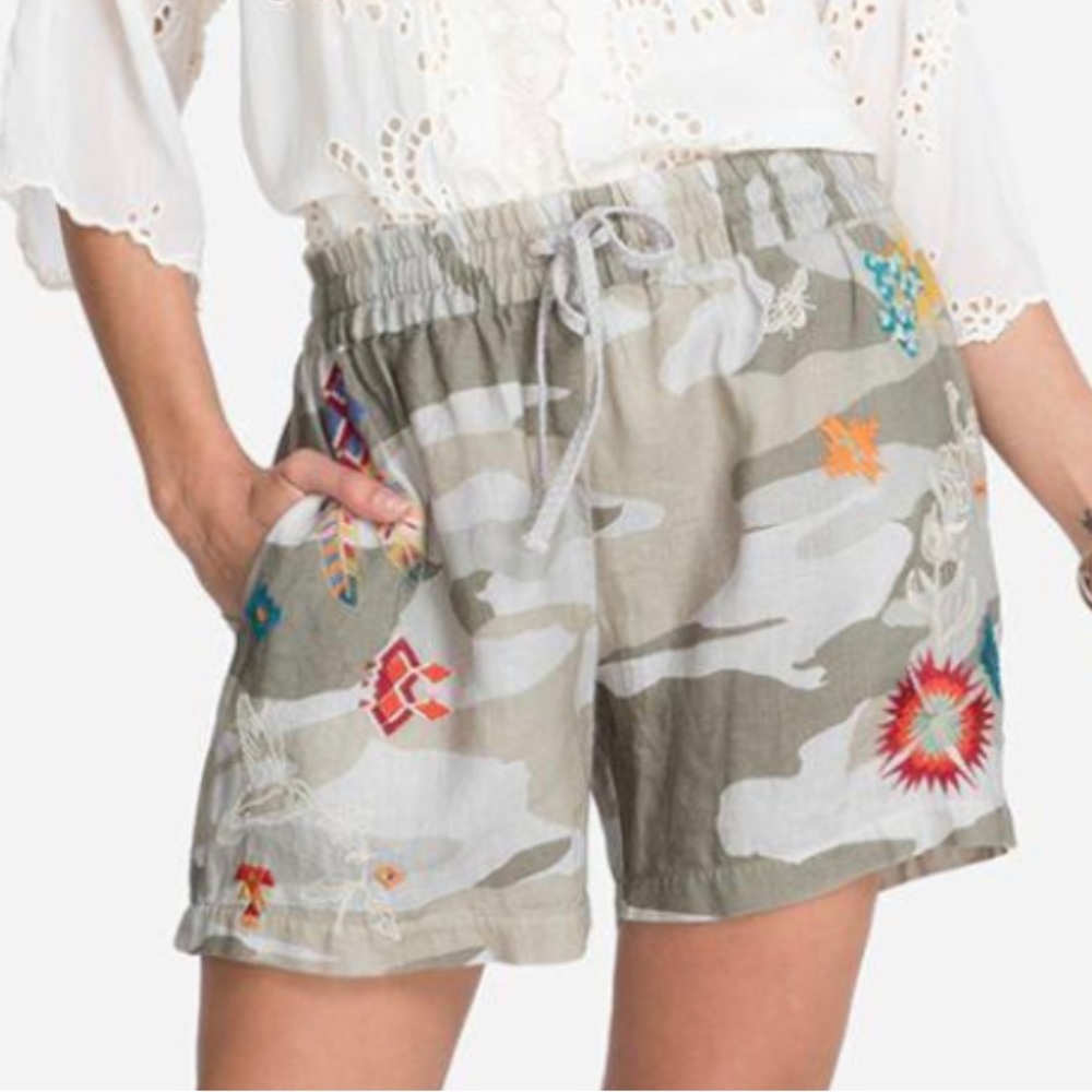JOHNNY WAS Saguaro Linen embroidered Short XS